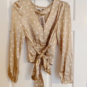 Intermix - polka dot champagne color blouse